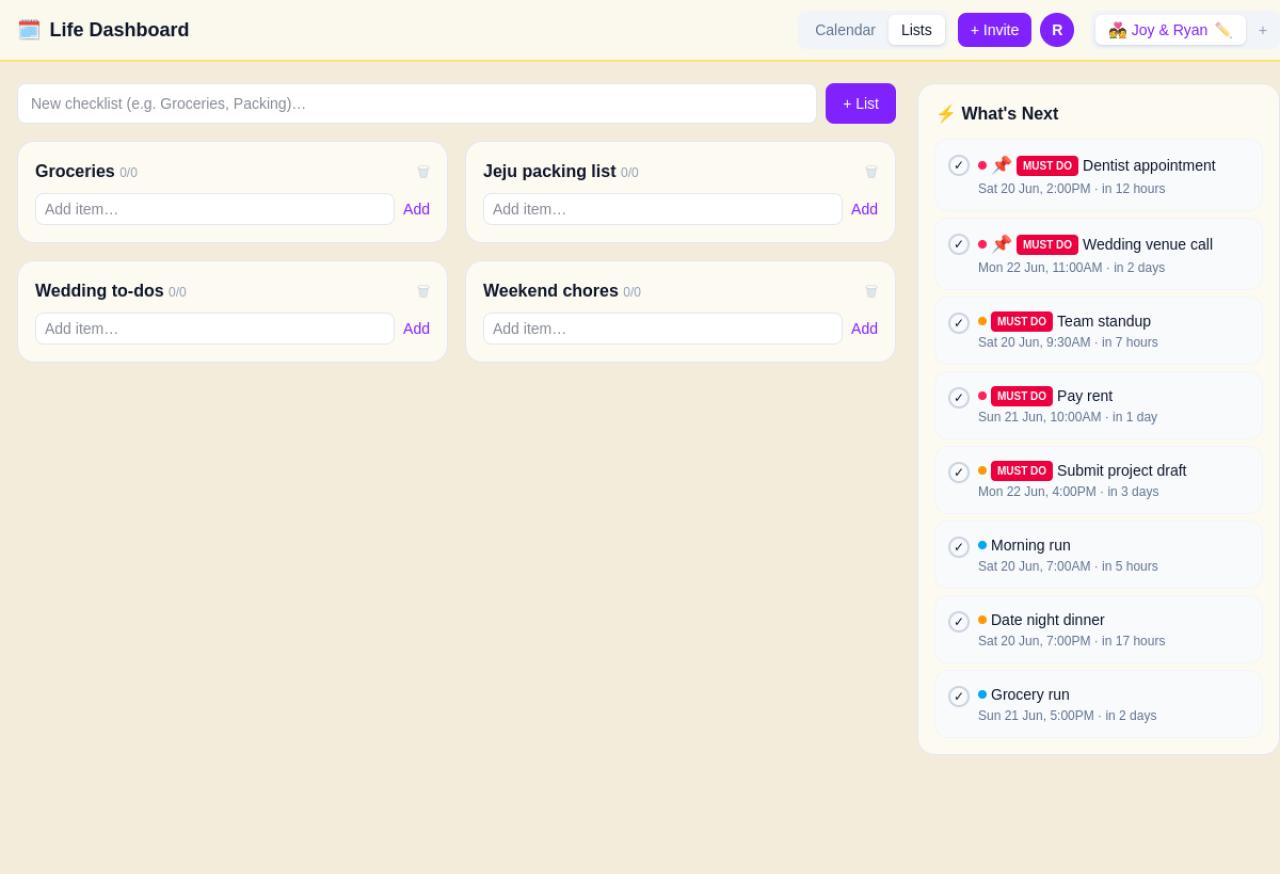 Mainframe — Shared checklists for groceries, packing, and more