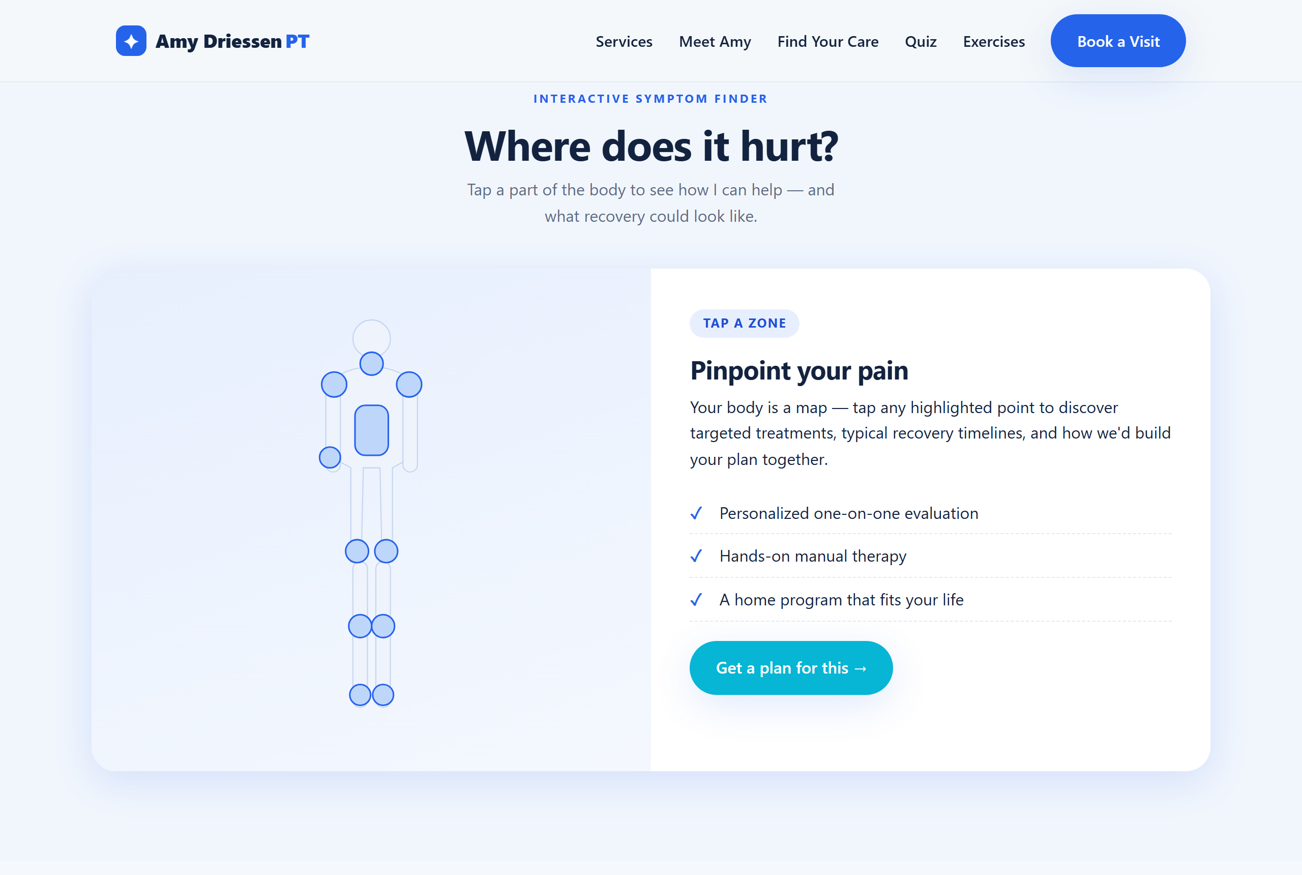 Revive PT — Interactive symptom finder