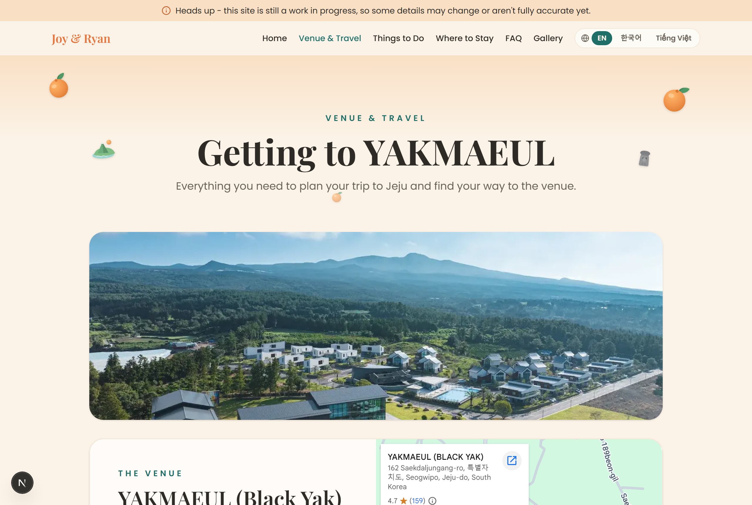 Jeju Wedding — The venue & travel details on Jeju